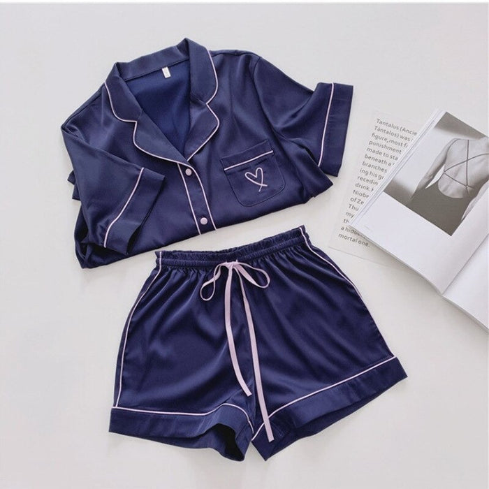 Collar Shirt With Shorts Set For Women