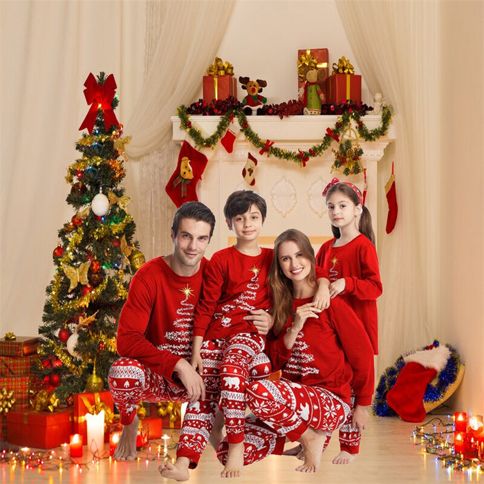 Christmas Tree Lights Printed Family Pajama Set