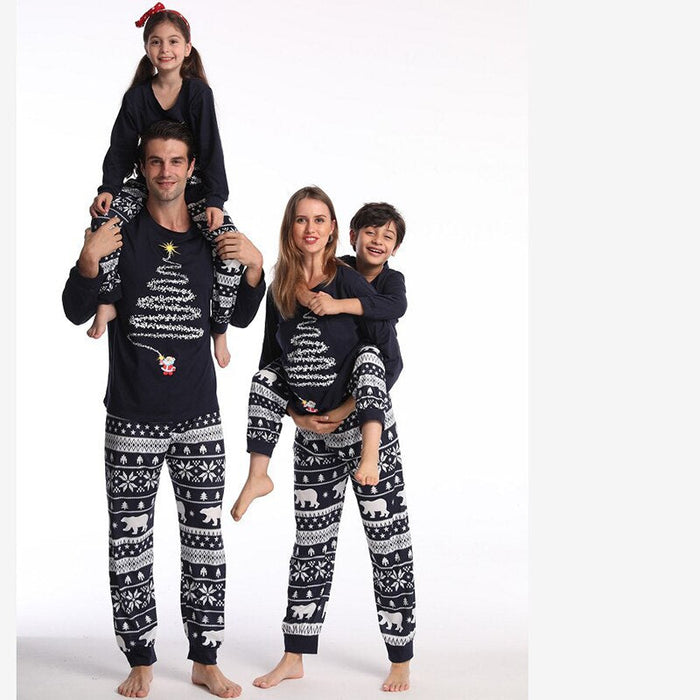Christmas Tree Lights Printed Family Pajama Set