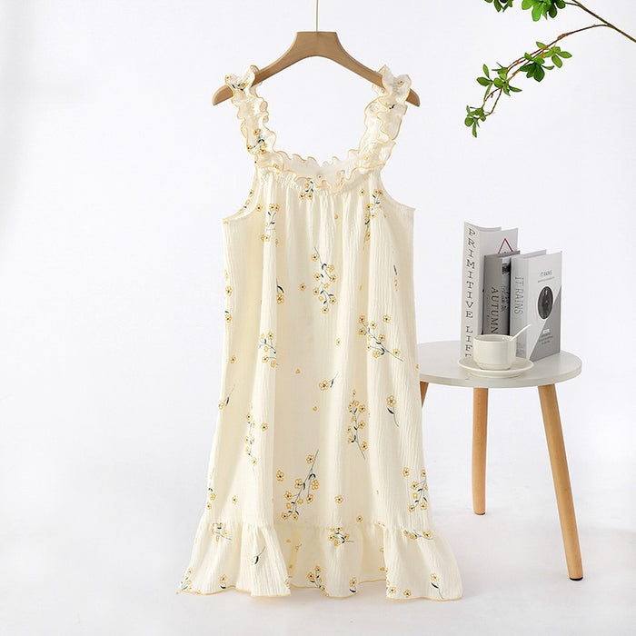 Ladies Cotton Printed Crepe Long Dress
