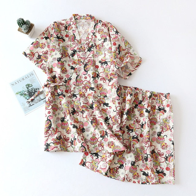The Cute Cotton Kimono Pajama Set Cool Sleepwear