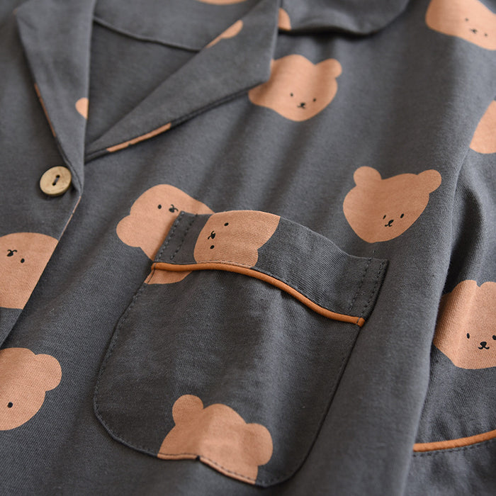 The Cartoon Bear Print Shorts Pajama Set Original Pajamas