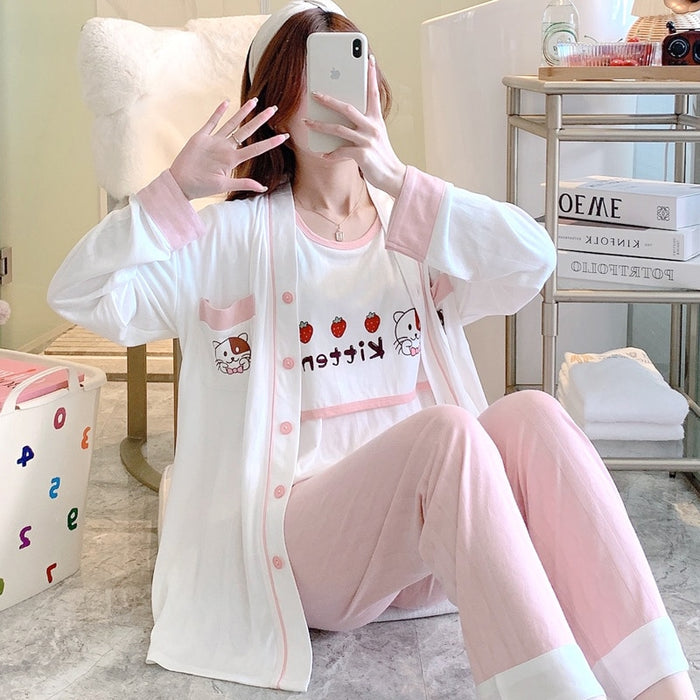 The Cute Kitten Pajama Maternity Set Original Pajamas
