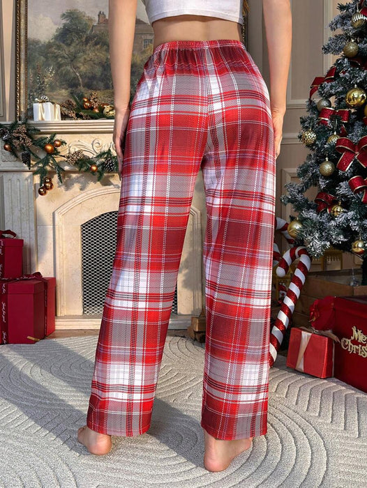 Drawstring Plaid Print Sleepwear