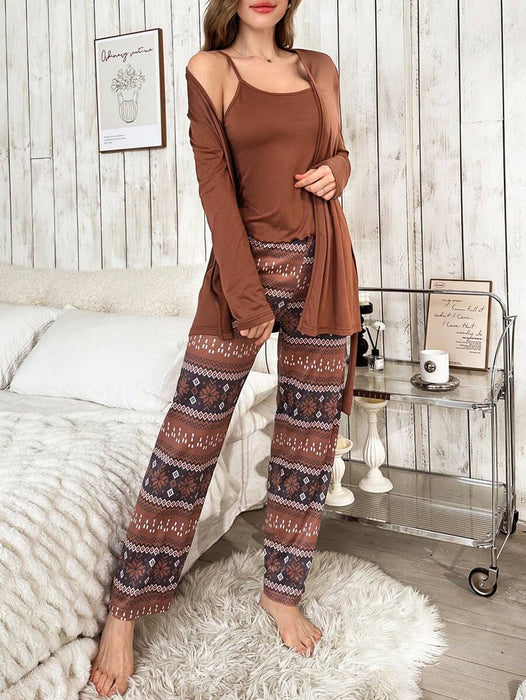 3 Piece Solid Colored Top And Pant Set