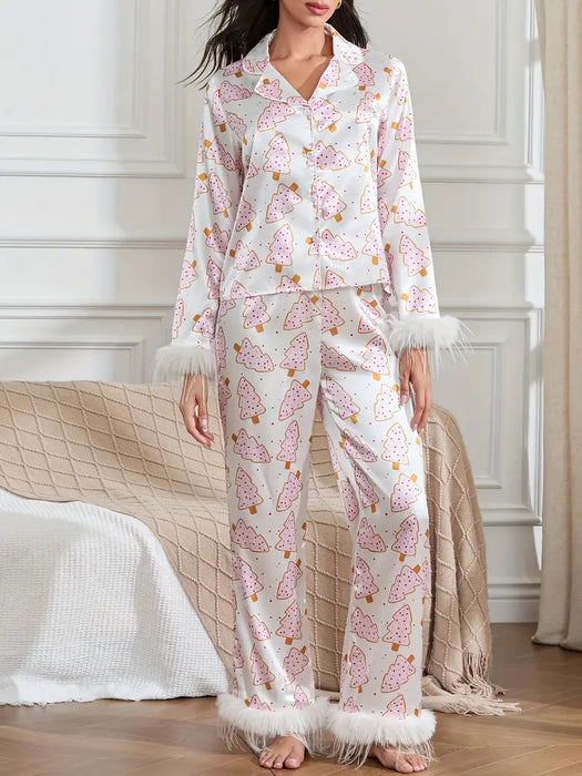 Dreamy Ice Cream Print Holidays Pajamas Set