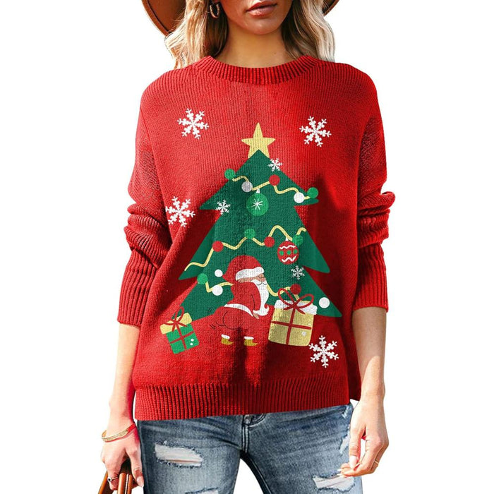 Christmas Sweater With Holiday Print And Long Sleeves