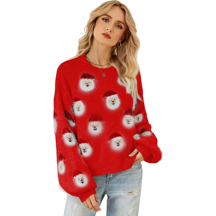 Santa Themed Knit Sweater For Holiday Parties