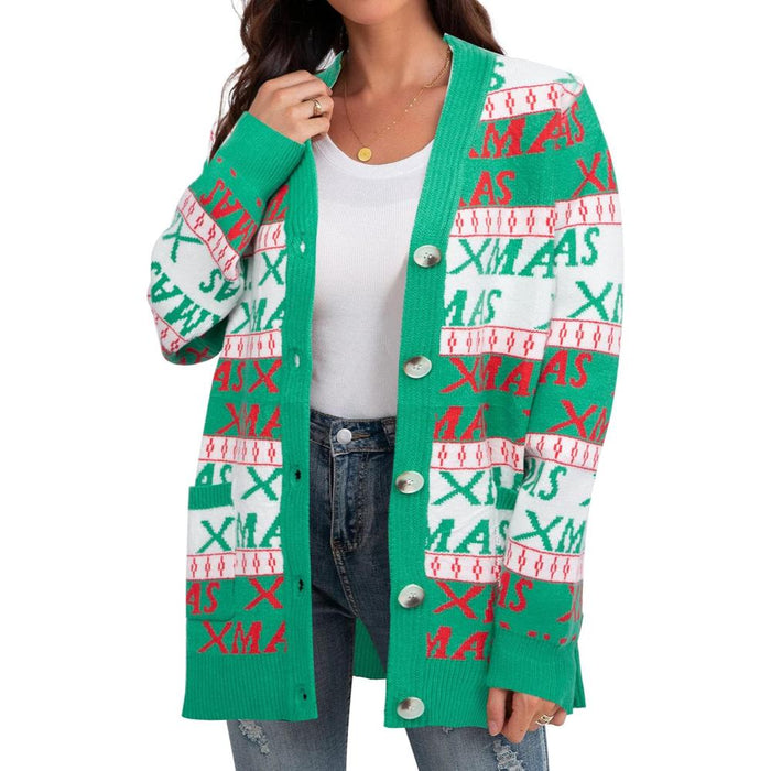 Snowflake And Decoration Print Christmas Cardigan