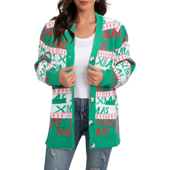 Snowflake And Decoration Print Christmas Cardigan