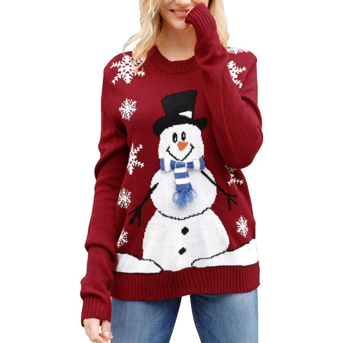 Christmas Sweater With Holiday Print And Long Sleeves