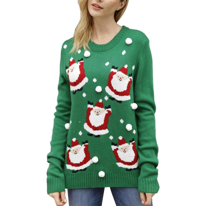 Christmas Sweater With Holiday Print And Long Sleeves