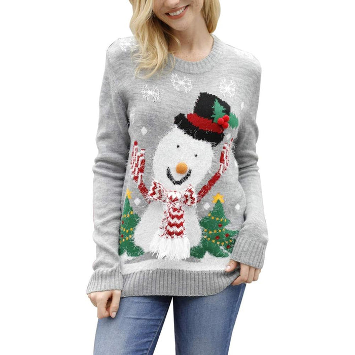 Christmas Sweater With Holiday Print And Long Sleeves