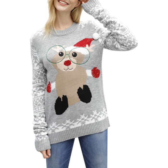 Christmas Sweater With Holiday Print And Long Sleeves