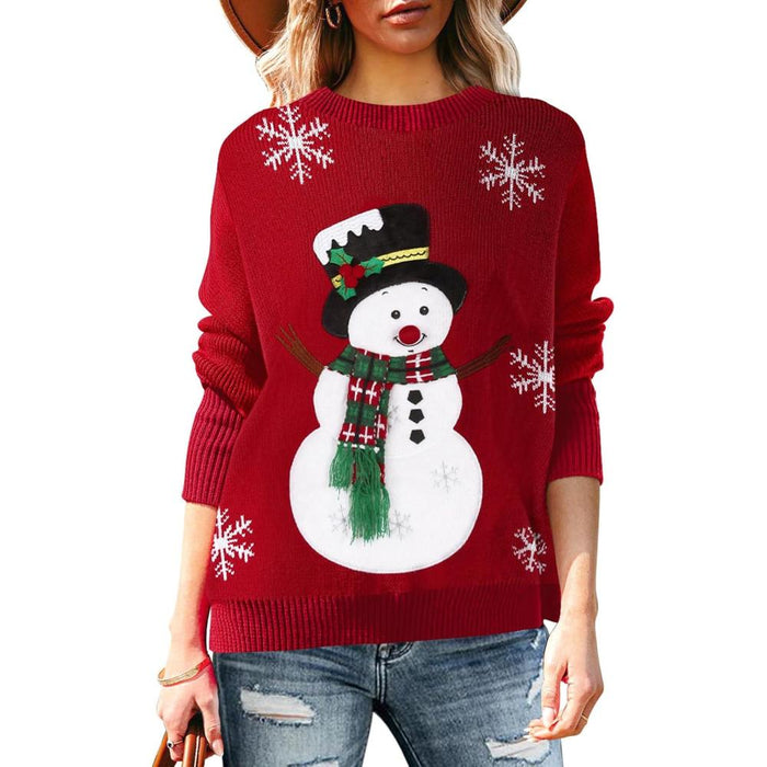 Christmas Sweater With Holiday Print And Long Sleeves