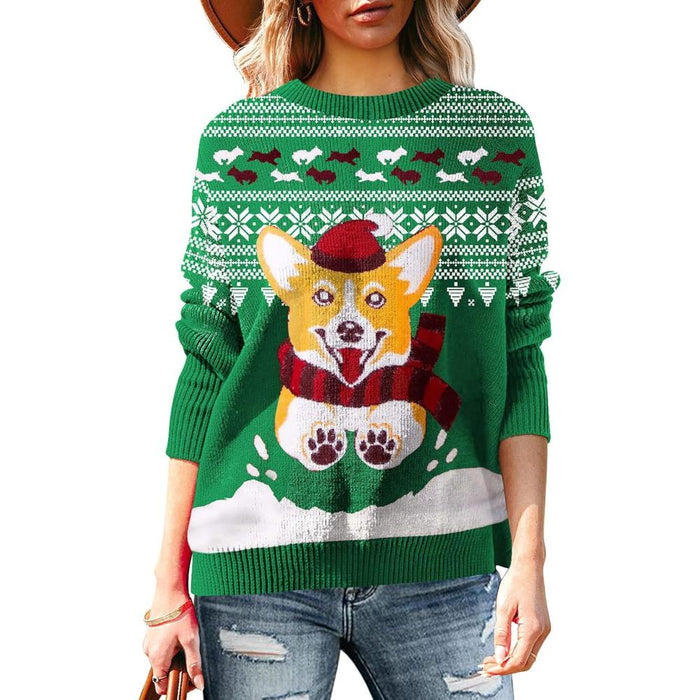 Christmas Sweater With Holiday Print And Long Sleeves