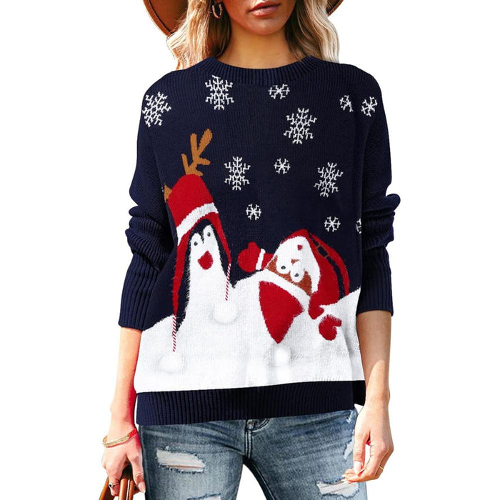 Christmas Sweater With Holiday Print And Long Sleeves