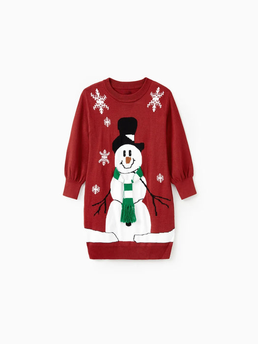 3D Scarf Snowman Design Matching Christmas Sweater Set