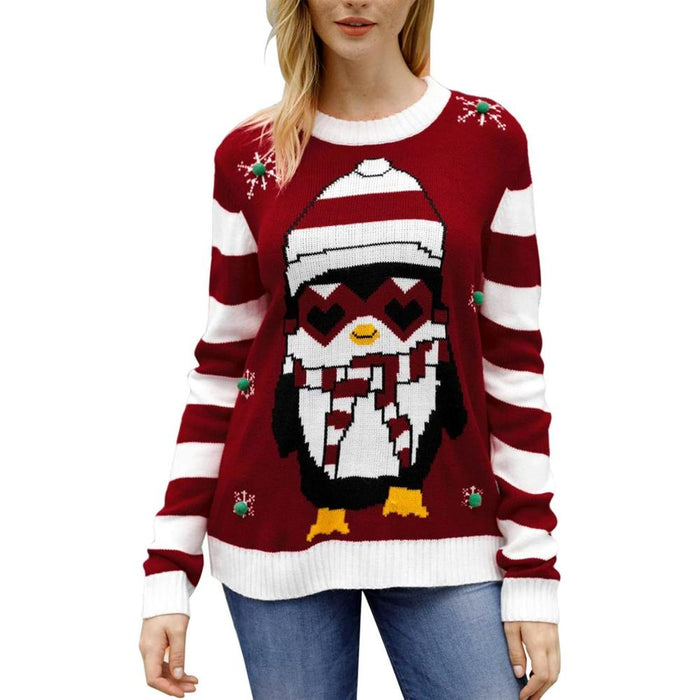 Christmas Sweater With Holiday Print And Long Sleeves