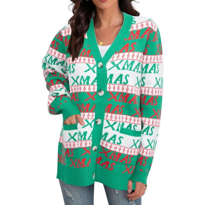 Snowflake And Decoration Print Christmas Cardigan