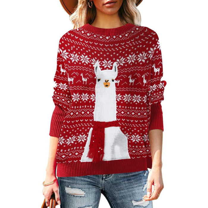 Christmas Sweater With Holiday Print And Long Sleeves