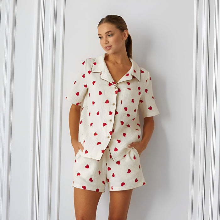 2 Piece Cordate Printed Comfy Pajama Set