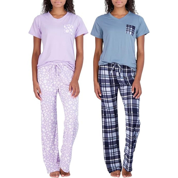 2 Pack Pajama And Short Sleeve Tshirt Set