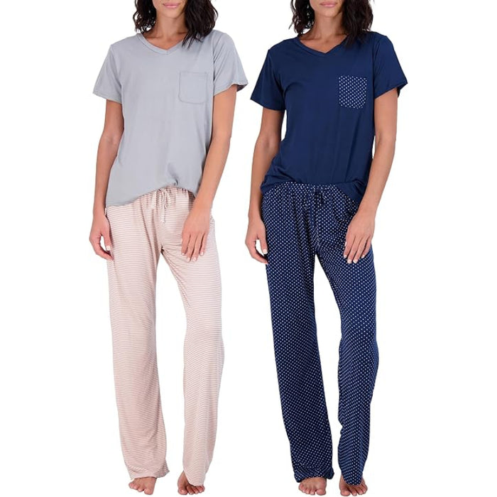 2 Pack Pajama And Short Sleeve Tshirt Set