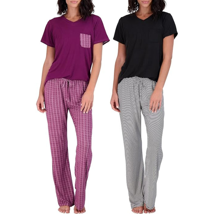 2 Pack Pajama And Short Sleeve Tshirt Set