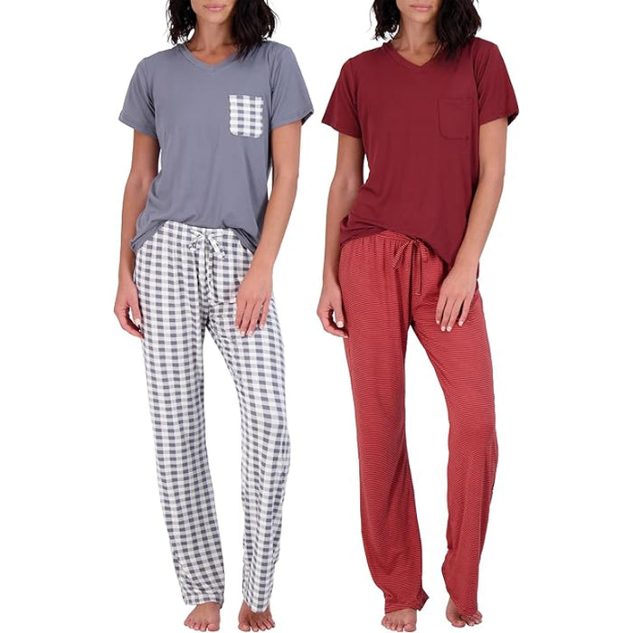 2 Pack Pajama And Short Sleeve Tshirt Set