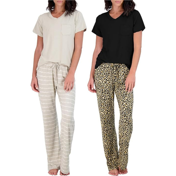 2 Pack Pajama And Short Sleeve Tshirt Set