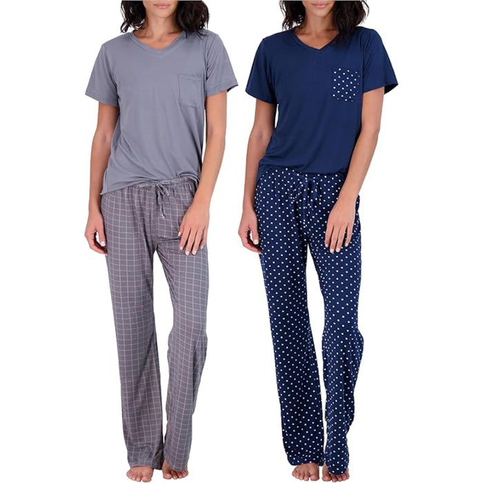 2 Pack Pajama And Short Sleeve Tshirt Set