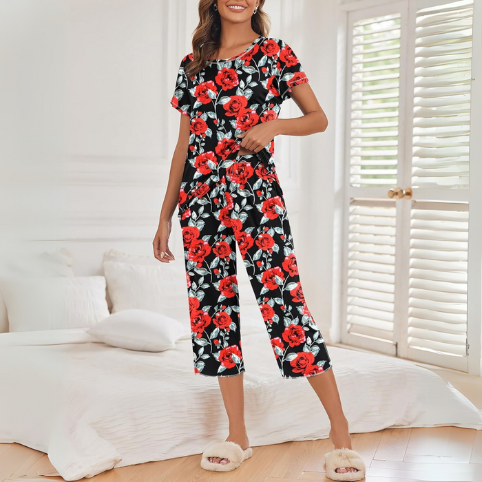 Floral Printed Capri Pajama Sets