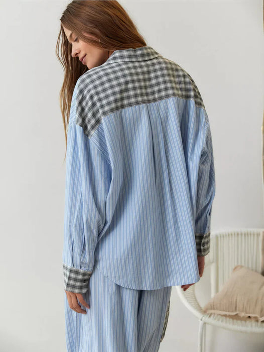 Vintage Plaid And Stripes Pajama Set