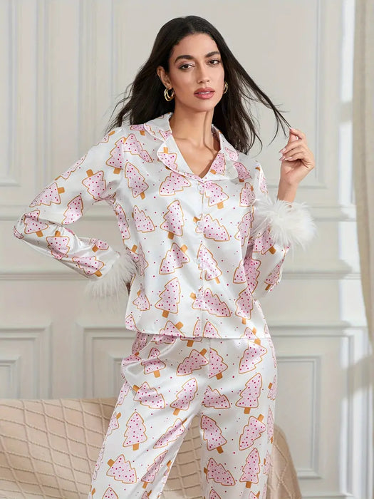 Dreamy Ice Cream Print Holidays Pajamas Set