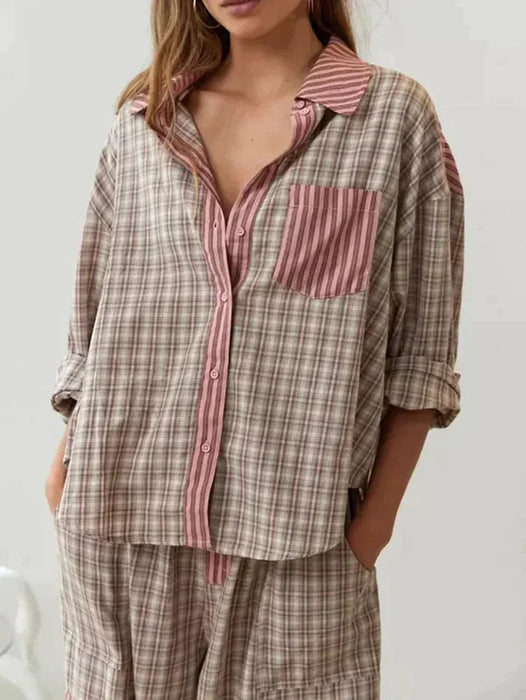 Vintage Plaid And Stripes Pajama Set