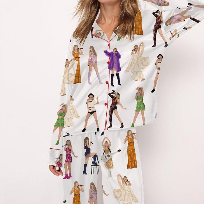 Vibrant Character Printed Long Sleeve Pajama Set