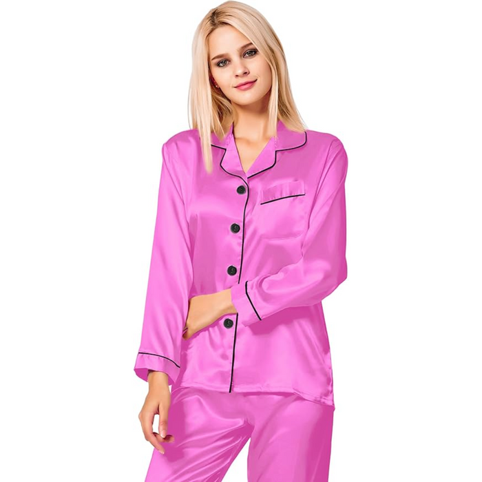 Long Sleeve Button Down Satin Pajama Set