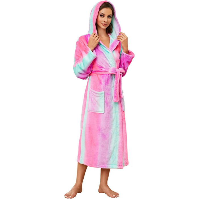 Long Hooded Fleece Bathrobe