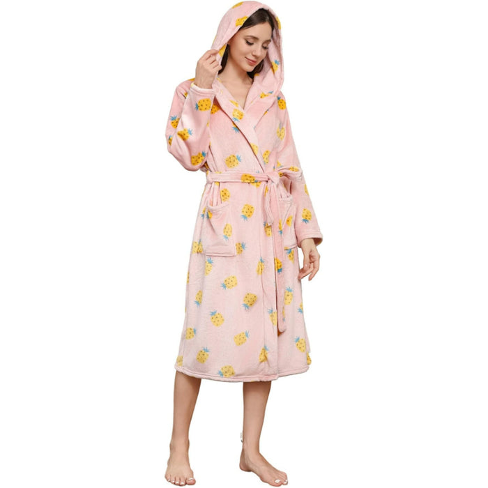 Long Hooded Fleece Bathrobe