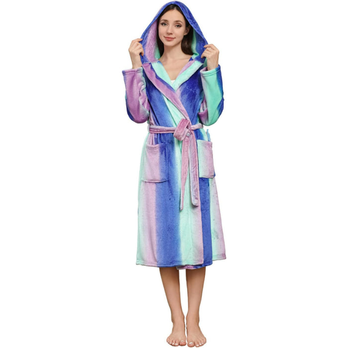 Long Hooded Fleece Bathrobe