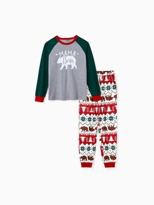 Christmas Holiday Bear Printed Family Matching Pajama Set