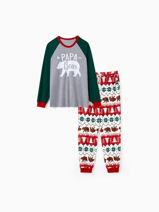 Christmas Holiday Bear Printed Family Matching Pajama Set