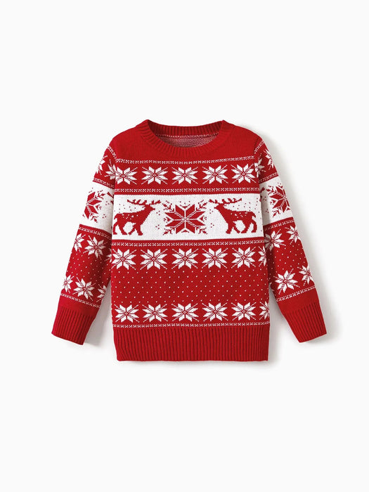 Reindeer And Snowflake Print Christmas Family Matching Sweaters