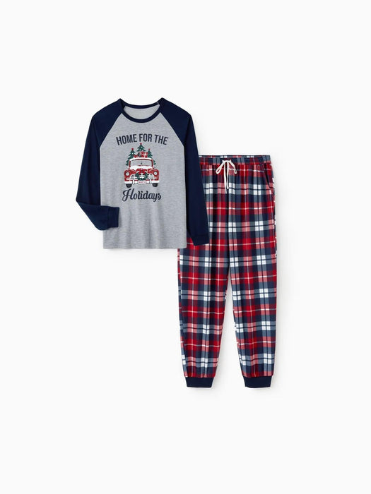 Xmas Tree And Delivery Truck Graphics Family Matching Pajama Sets