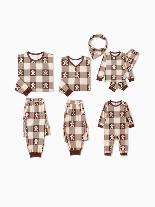 Gingerbread Plaid Family Matching Pajama Set