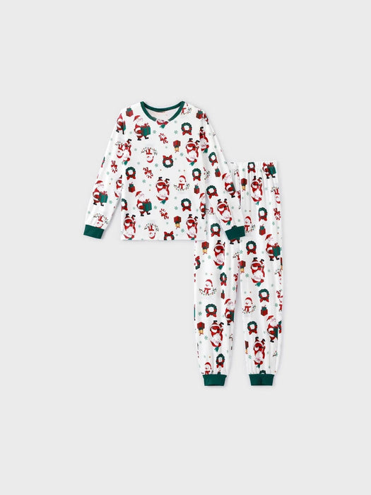 Santa And Wreaths Print Christmas Family Matching Pajama Set