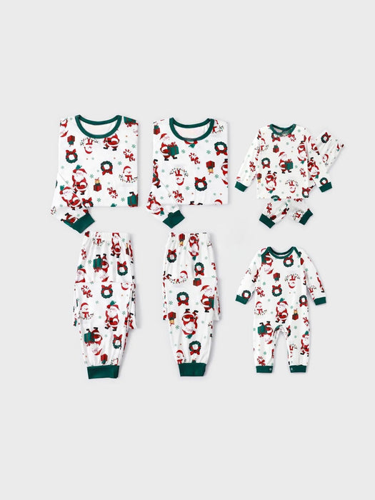 Santa And Wreaths Print Christmas Family Matching Pajama Set