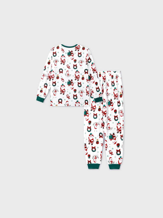 Santa And Wreaths Print Christmas Family Matching Pajama Set