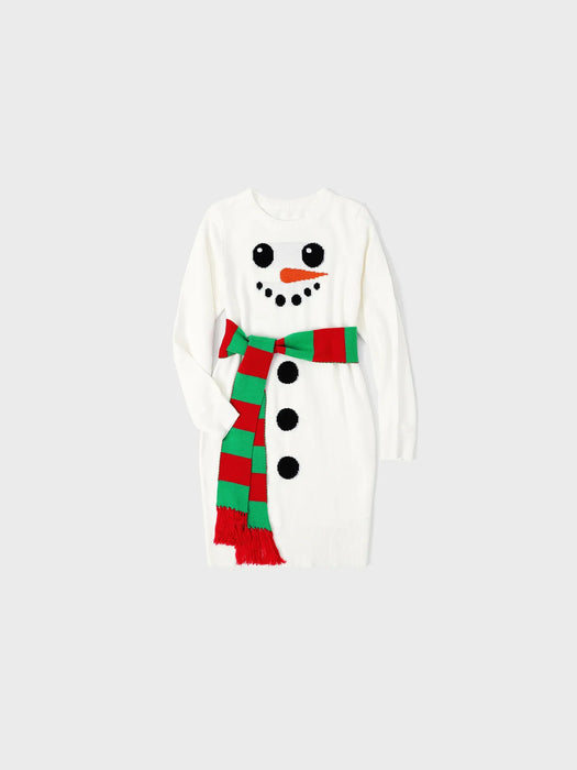 Christmas Family Matching Snowman Graphics Dresses And Sweater Sets